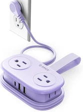ORICO 4FT Purple Travel Power Strip with 4 AC Outlets, 2 USB-A Ports, and 1 USB-