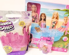   Barbie Blitz Pool Bath Playset,Kinetic Sand Pink Crystal, Puppy see pictures
