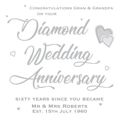 Personalized 60th Diamond Wedding Anniversary Card – For Husband, Wife, Grandparents