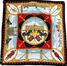 Art Of The Scarf Tie Rack London Scarf Square Polyester England British Royalty