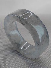 Icy Ice Black Natural Burma Jadeite Jade Band Ring  US SIZE 6.5  17.00mm
