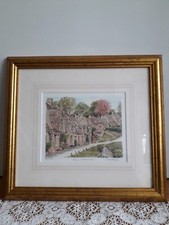 Vintage Philip & Glyn Martin Bibury Arlington Row Framed Print 816 /850 c.1980s