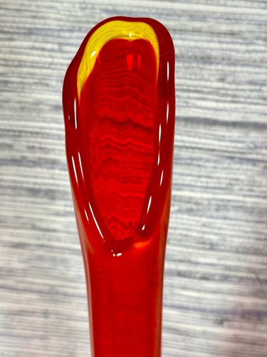 Vintage Fenton Valencia Orange Red Amberina Swung Stretch Art Glass Vase 15.25" - Picture 15 of 21