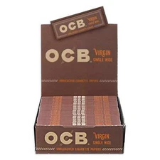 OCB Virgin Single Wide Rolling Papers 1.0 Unbleached (Full Box of 24 Booklets)