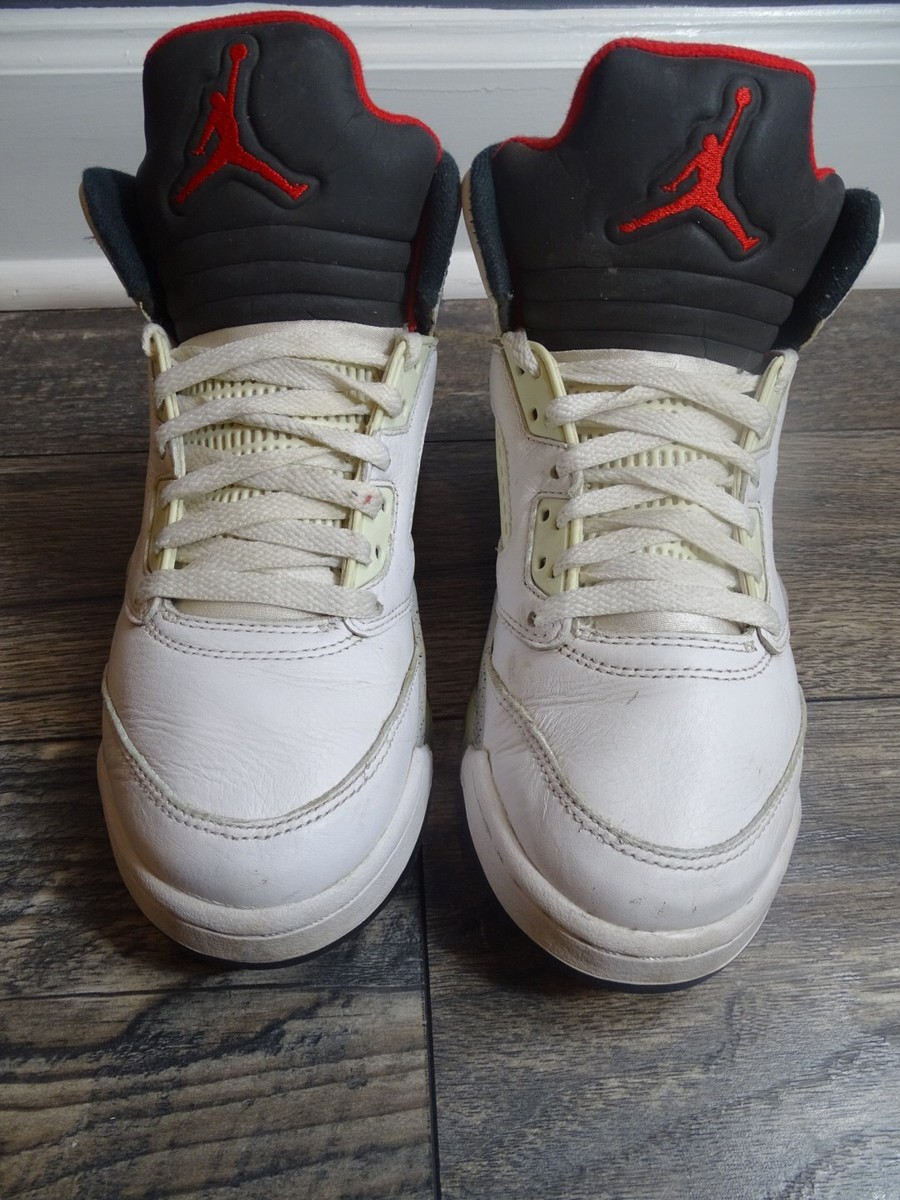 Nike Air Jordan 5 Retro White Cement 136027-104 Red Grey Black