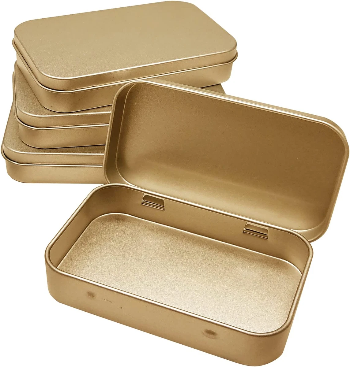 4 Pack Tin Box Containers 3.7 X 2.4 X 0.8 Inch Metal Tins Storage Box with  Hinge