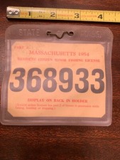 1954 Massachusetts Resident Citizen Minor Fishing License red black 4" x 3" USA