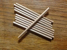 10 Small Hardwood Maple Wood Dowels 7/32" Dia by 4.75" Long