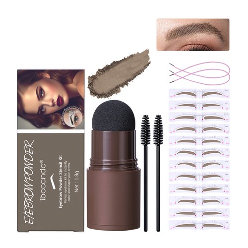 Eyebrow Stamp Stencil Kit with 12 Pcs Shaping Kit Reusable Brow Powder Brown - Picture 6 of 16