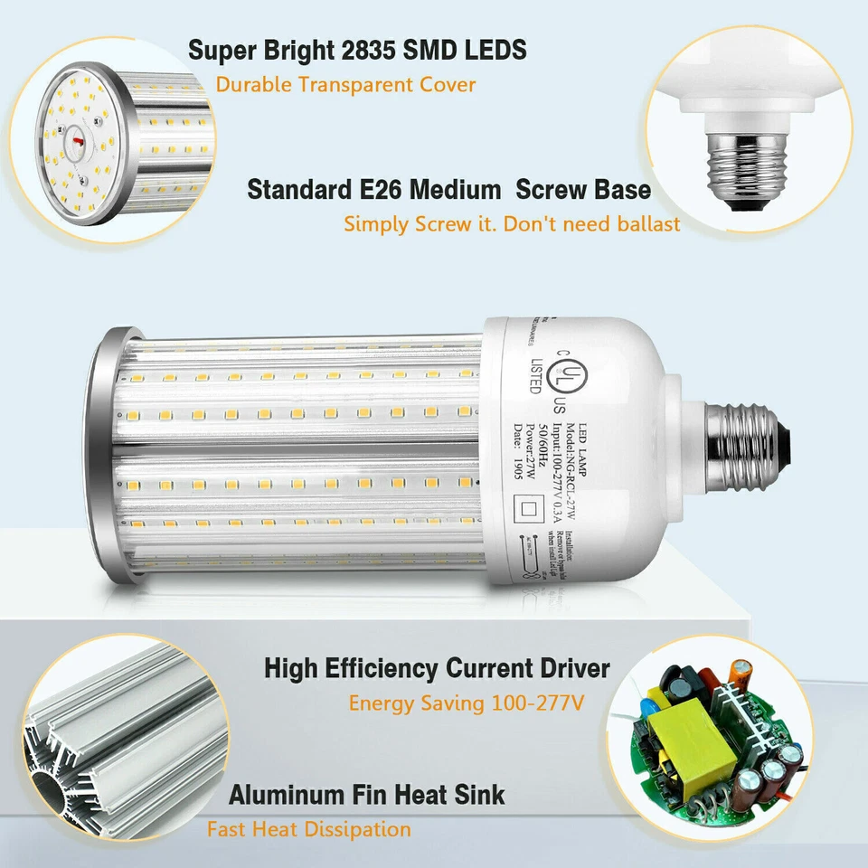 36W LED Corn Bulb Light For Workshop Factory Library Hospital 150W HID MH Equal - Image 3 of 4