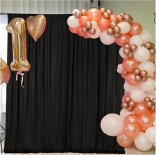 10x10FT Black Backdrop Curtains for Parties - 5x10FT 2pcs, black 