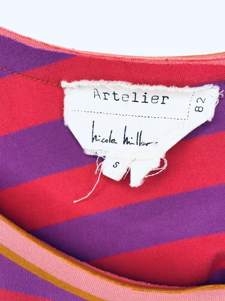 Vestido ceñido al cuerpo a rayas multicolor elástico talla S Nicole Miller Artelier para mujer Foto 4 de 4