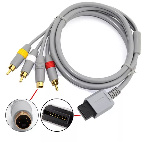 Cable adaptador compuesto RCA S-AV TV audio video de 6 pies para Nintendo Wii/Wii U - Imagen 1 de 4