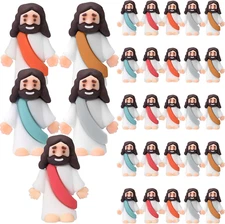 Bememo 25 Pcs Little Jesus Figures Original Design Mini Rubber Jesus Toys to Hid