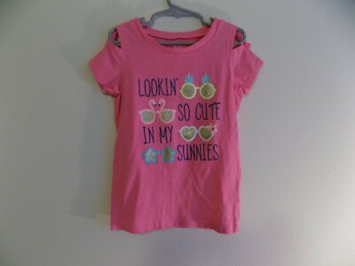CARTERS KID GIRLS 7 T-SHIRT PINK '' LOOKIN SO CUTE IN MY SUNNIES ''