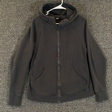 Lululemon Scuba Hoodie Womens 12 Black Hooded Full Zip Pullover Leisure FLAWS