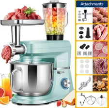 Stand Mixer 6 in 1 8.5Qt 10-Speed Meat Grinder Juice Blender Pasta Maker Slicer