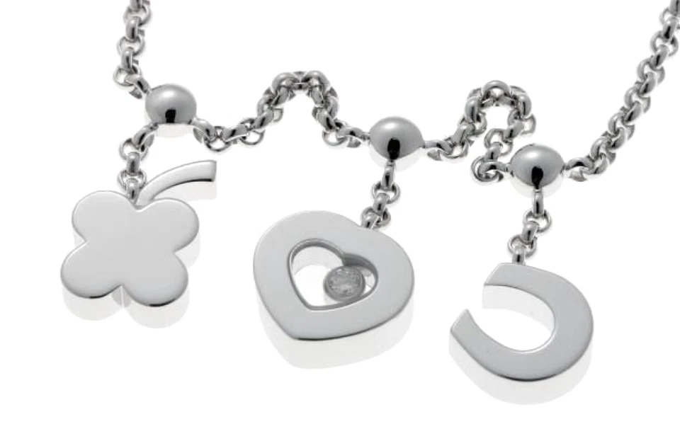 Chopard Happy Diamond 18k White Gold Lucky Heart Clover Charm Bracelet Bangle - Image 2 of 4