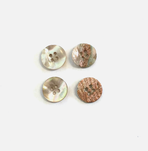 24 Buttons Orange Iridescent Natural Real Shell 4-Hole Sew Sewing 15 mm #SH21 - Picture 1 of 5