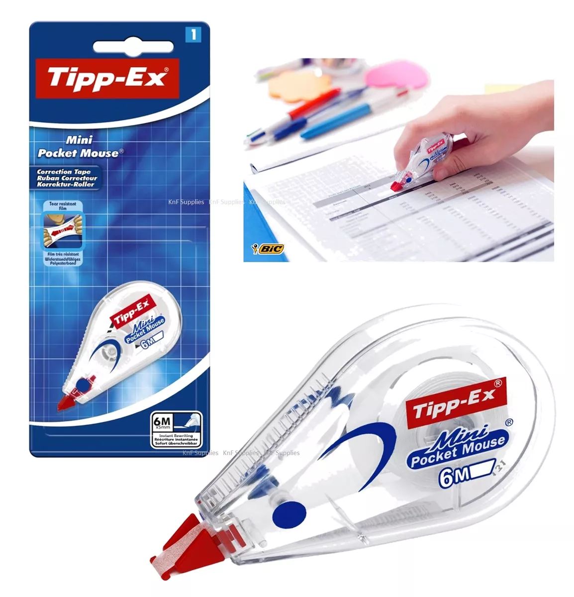 Tipp-Ex® Roller correcteur Pocket Mouse, 4,2 mm x 10 m, 3 pièces