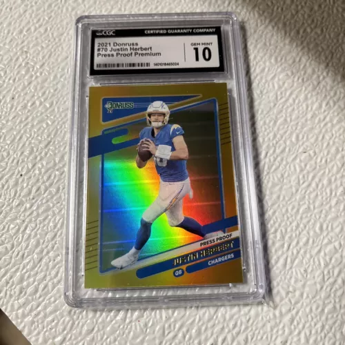 2021 Panini Donruss - Press Proof Premium #70 Justin Herbert CGC GEM MINT 10