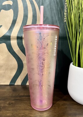 Starbucks HOLIDAY 2022 WOODLAND Light-Pink LACE Soft-Touch Tumbler 24oz  | eBay