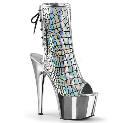 Pleaser Plateau Stiefeletten ADORE-1018HG Silber