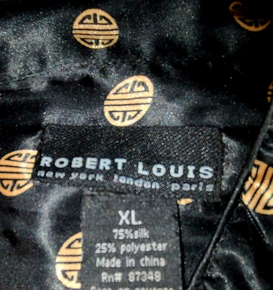 Robert Louis Men's Black & Gold Sleepwear Button Down Night Shirt Sz. X-Large - Image 3 of 3