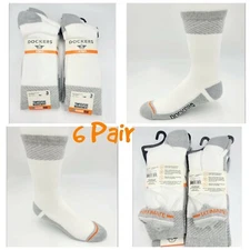 Crew Socks DOCKERS Ultimate Mens 6 Pairs Temperature Management White Size 6-12