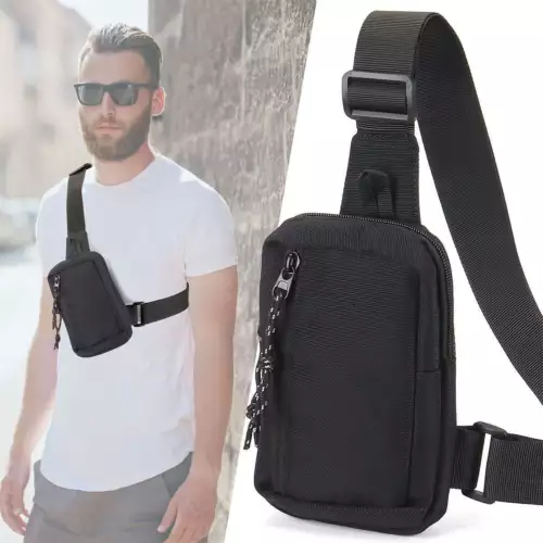 Men's Shoulder Bag Oxford Chest Bag Sling Crossbody Bag Casual Travel Phone Bag - Picture 7 of 11