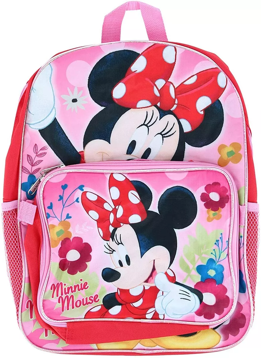 Disney Minnie Mouse Girls School Backpack Lunch Box Book Bag SET