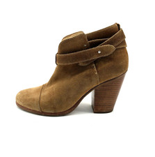 Rag  Bone Ankle Boots Size 8 Women Harrow Tan Straps Buckle High Heel Suede