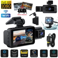 4K Dual Lens Car DVR Camera Dash Cam Front/Rear/Inside Video Recorder G-Sensor