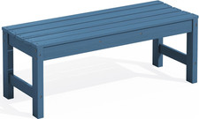 47 Inches Outdoor Bench, All Weather HDPE Backless Bench with Wood Grain Texture