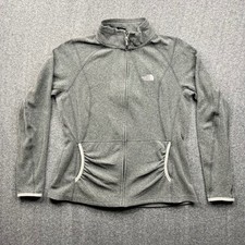 The North Face Fleece Jacket Womens Large Gray Polartec Full Zip Ruched Pockets