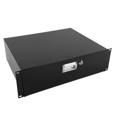 3U Pro Rack Case 19" Steel Plate DJ Drawer Equipment Cabinet w/Key Black