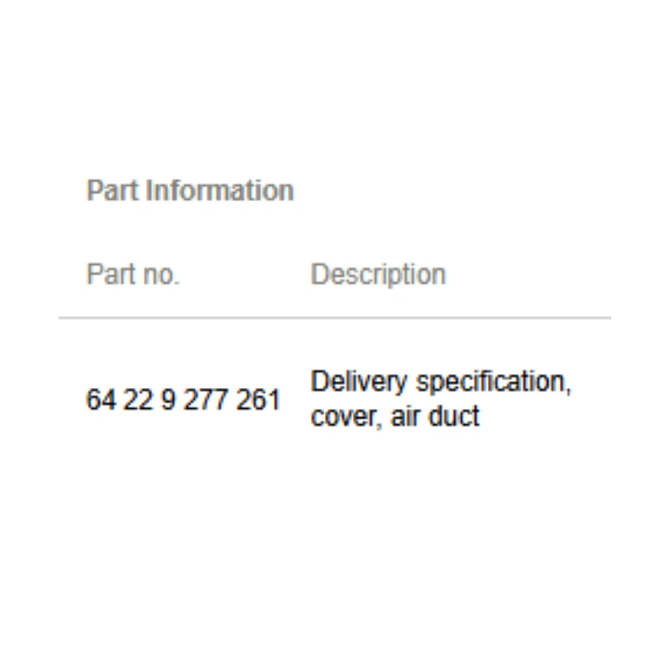 BMW 520i F10 2013 especificaciones de entrega cubierta de conducto de aire usada OEM 64229277261 Foto 2 de 4