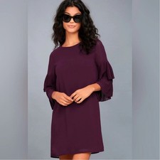 Lulus Move and Shake Plum Purple Shift Dress Size S