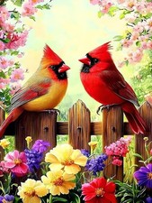 Cardinal Birds Diamond Art Kits for Adults,Flowers 5D Diamond Painting Kits for