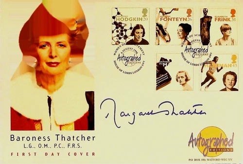 Margaret Thatcher Hand Signed  1998 FDC Autographed Original Sig