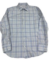 Calvin Klein Mens Garment Wash Blue Striped Button Down Size Medium
