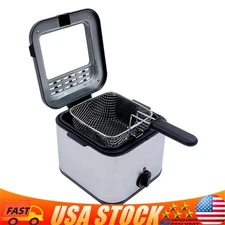 Electric Deep Fryer With Basket Small Fryer Stainless Steel Fish Fryer 1KW 2.5L!