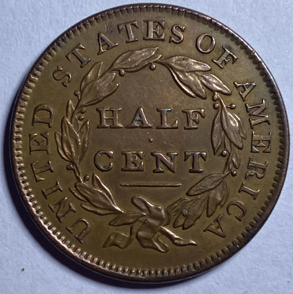 1832 - Classic Head Half Cent - AU+ - Exact Coin Imaged #HC9 - Image 2 of 2