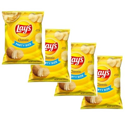 4 Pack Lay's Classic Potato Chips, Party Size 15.625 oz Bags