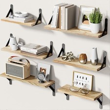 WALL SHELVES SET OF 6 WOOD FLOATING SHELVES FOR WALL DECOR RUSTIC FARMHOUSE WALL