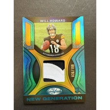 2025 Panini Certified Will Howard New Generation jersey patch /199 Pitt Steelers