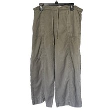 Joie 100 Lyocell Drawstring Pants Olive Green Lightweight Breathable Large