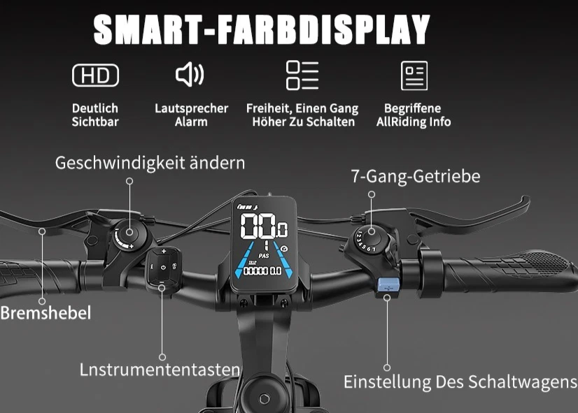 Elektrofahrrad für Erwachsene zum Pendeln 350 W Mountainbike 7 Gänge Fahrrad - Bild 4 von 4