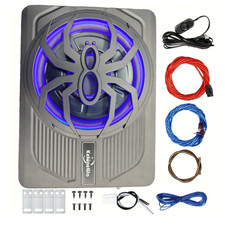 10" 1200W Slim Under-Seat Subwoofer Powered Car Truck Sub w/ Amp Kit Speaker