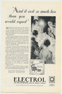 Electrol Oil Burner It Cost So Much Less Than You Would Expect 1929 Vintage Ad 